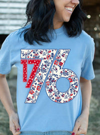 Floral '1776' Graphic Tee | Blue
