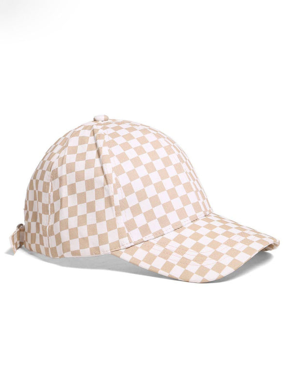 Checkerboard Cap | Beige & White