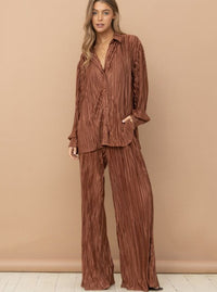 Pleated Pant Set | Bronzy Brown