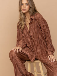 Pleated Pant Set | Bronzy Brown