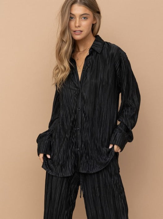 Pleated Pant Set | Jet Black