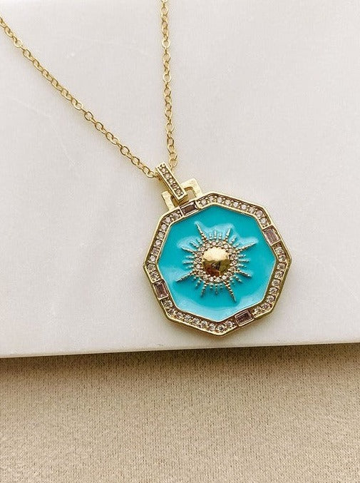 Octagon Necklace | Turquoise & White