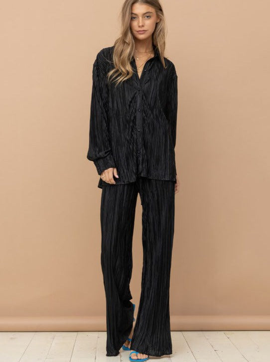 Pleated Pant Set | Jet Black