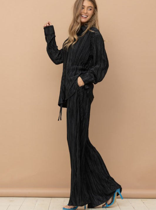 Pleated Pant Set | Jet Black