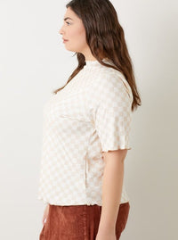 Checkerboard Print Top | Ivory