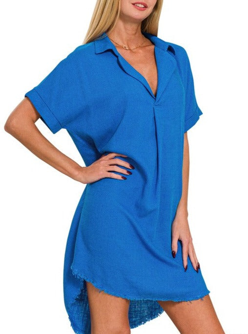Hemingway Shirt Dress | Blue, Mauve & Mango