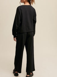 Chic Sweatshirt & Pant Set | Black