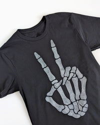 Skeleton Peace Graphic Tee | Jet Black