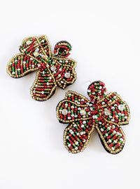 Beaded Bow Earrings | Red