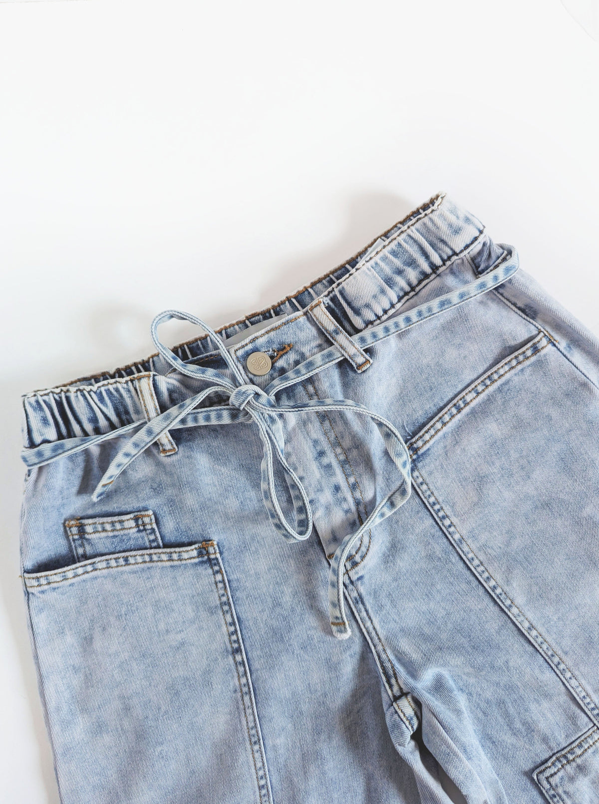 Tie Waist Jeans | Light Wash