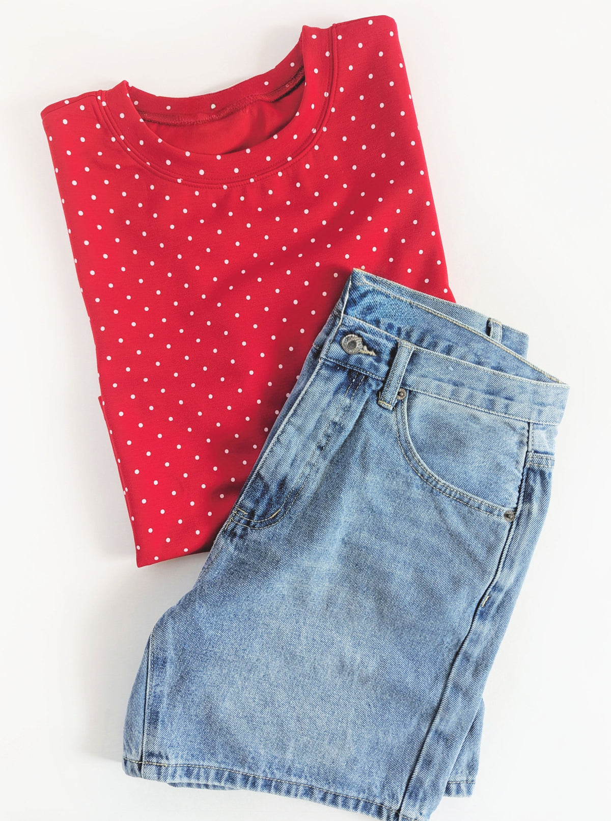 Polka Dot Scuba Top | Red