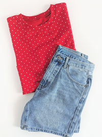 Polka Dot Scuba Top | Red