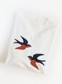Bird Lightweight Knit Sweater | White