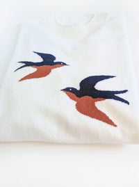 Bird Lightweight Knit Sweater | White