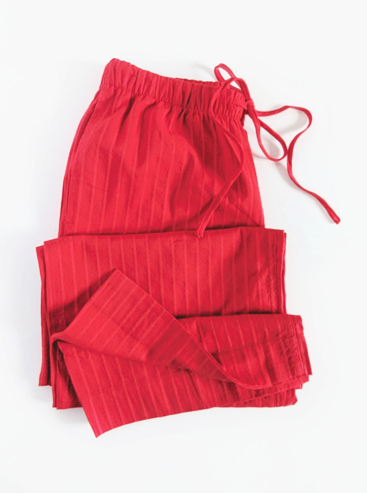Pinstriped Jacquard Drawstring Pants | Red