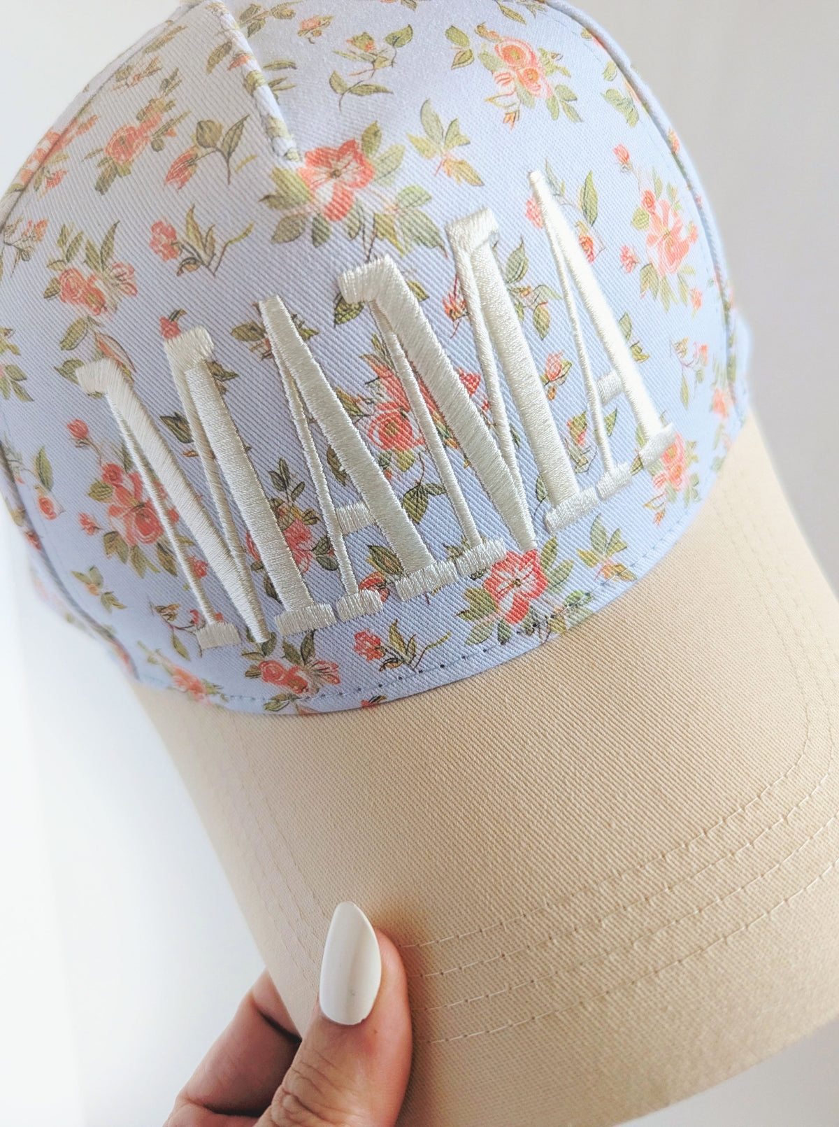 MAMA Embroidered Floral Hat