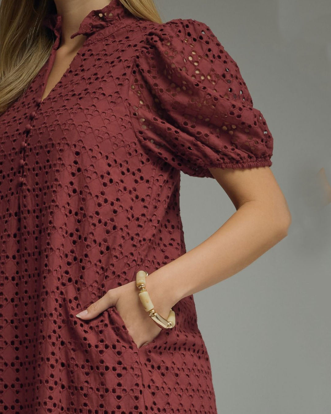 Picture Perfect Eyelet Dress | Merlot