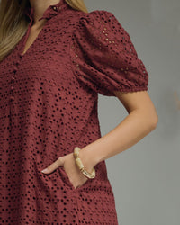 Picture Perfect Eyelet Dress | Merlot