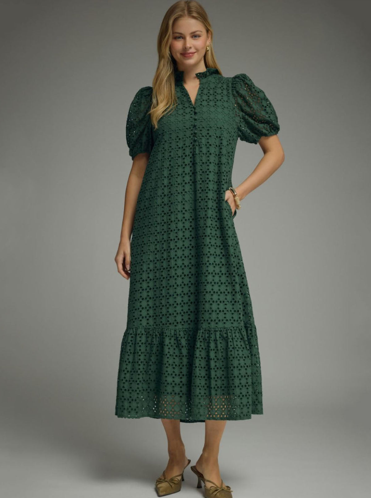 Picture Perfect Eyelet Dress | Forest