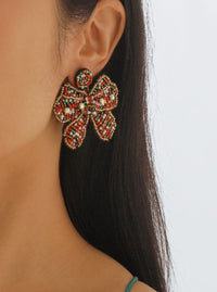 Beaded Bow Earrings | Red