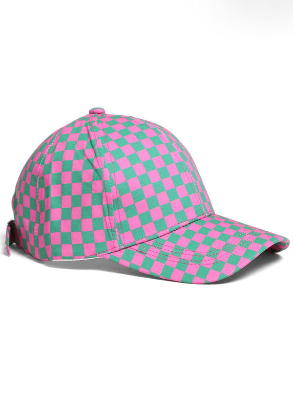 Checkerboard Cap | Green & Pink
