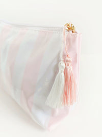 Striped Cosmetic Bag | Pink & White