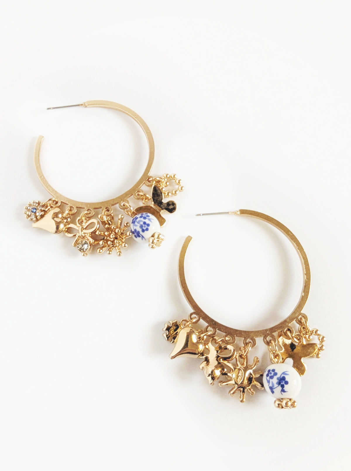 Hoop Charm Earrings | Blue & Pink