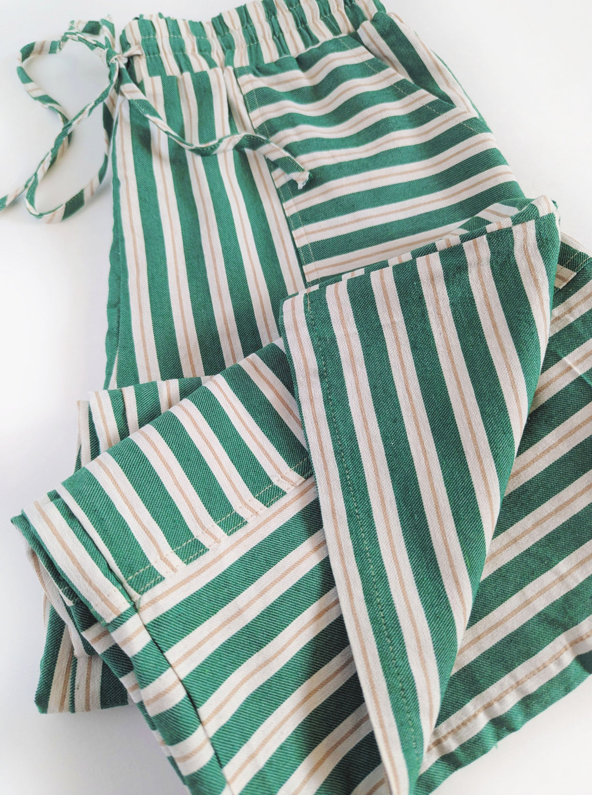 Striped Wide Leg Pants | Green