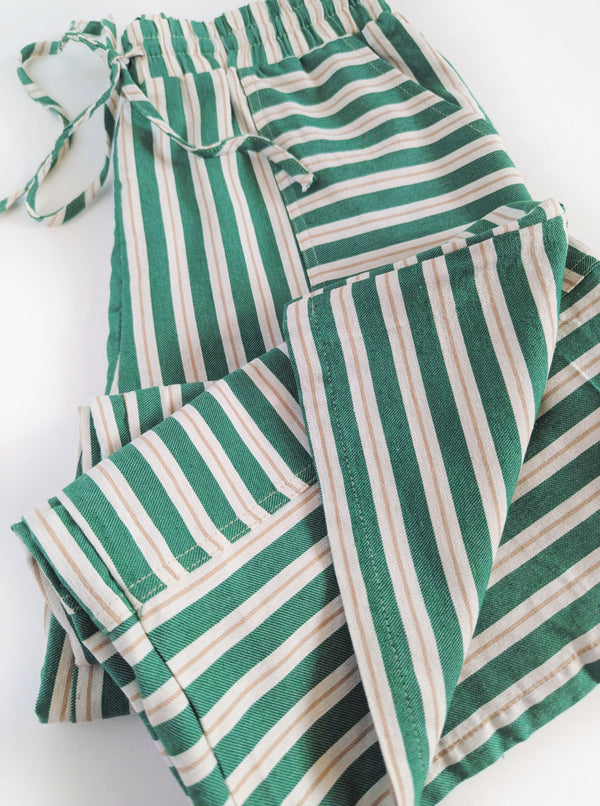 Striped Wide Leg Pants | Green