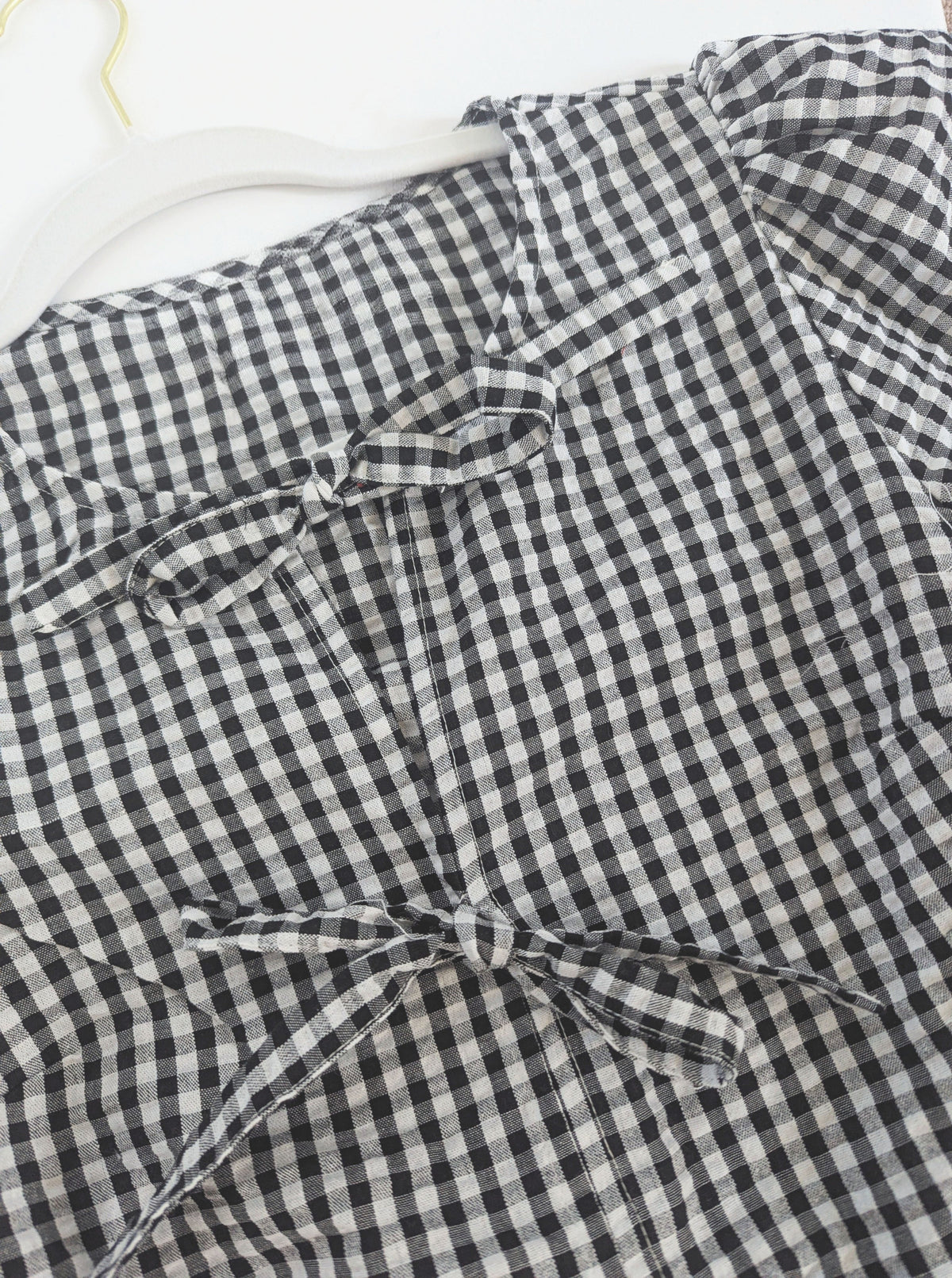 Gingham Bow Front Top  | Black & Red