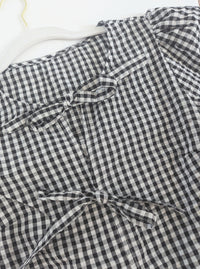 Gingham Bow Front Top  | Black & Red