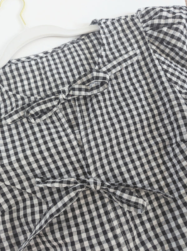 Gingham Bow Front Top  | Black & Red