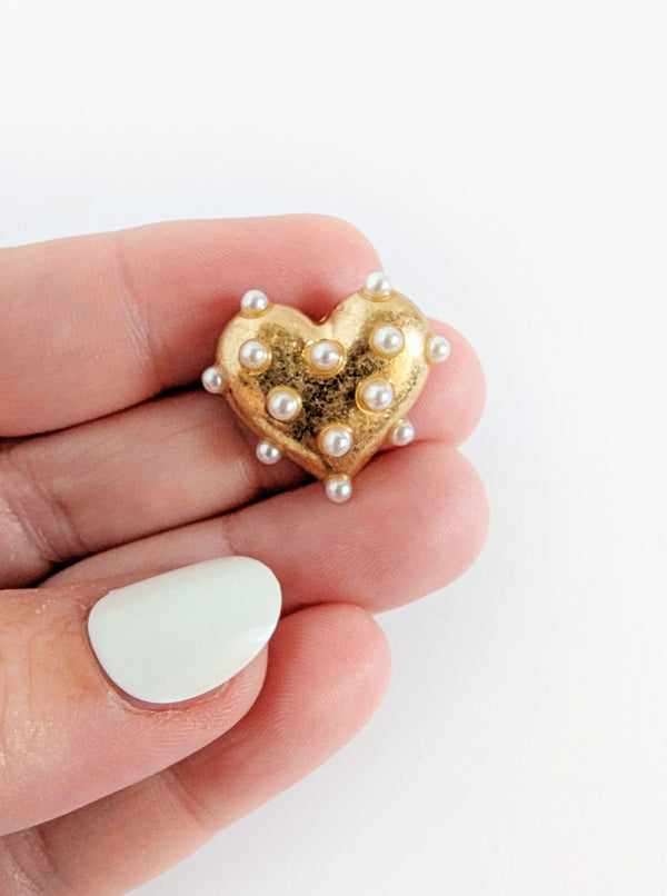 Heart Earrings Adorned in Pearls