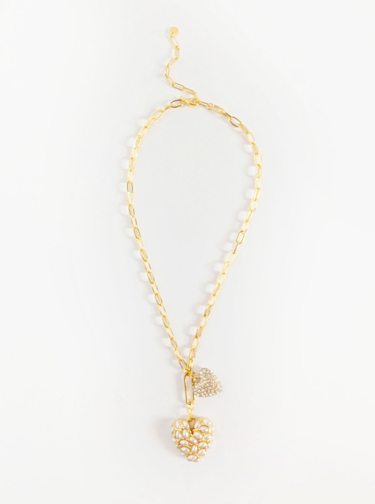 Tarnish Resistant Double Take Pearl Heart Necklace