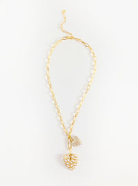 Tarnish Resistant Double Take Pearl Heart Necklace
