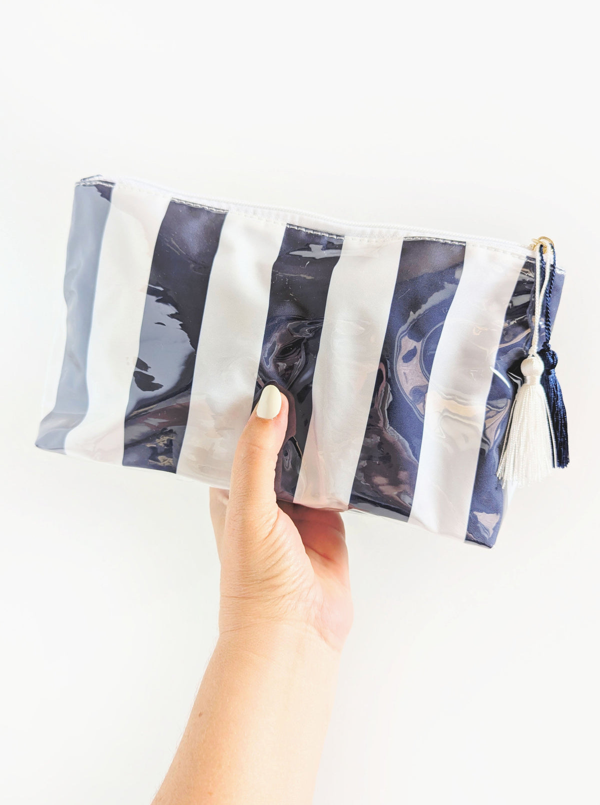Striped Cosmetic Bag | Navy & White