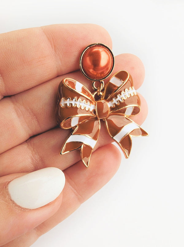 Sports Bow Earrings | Football & Basketball