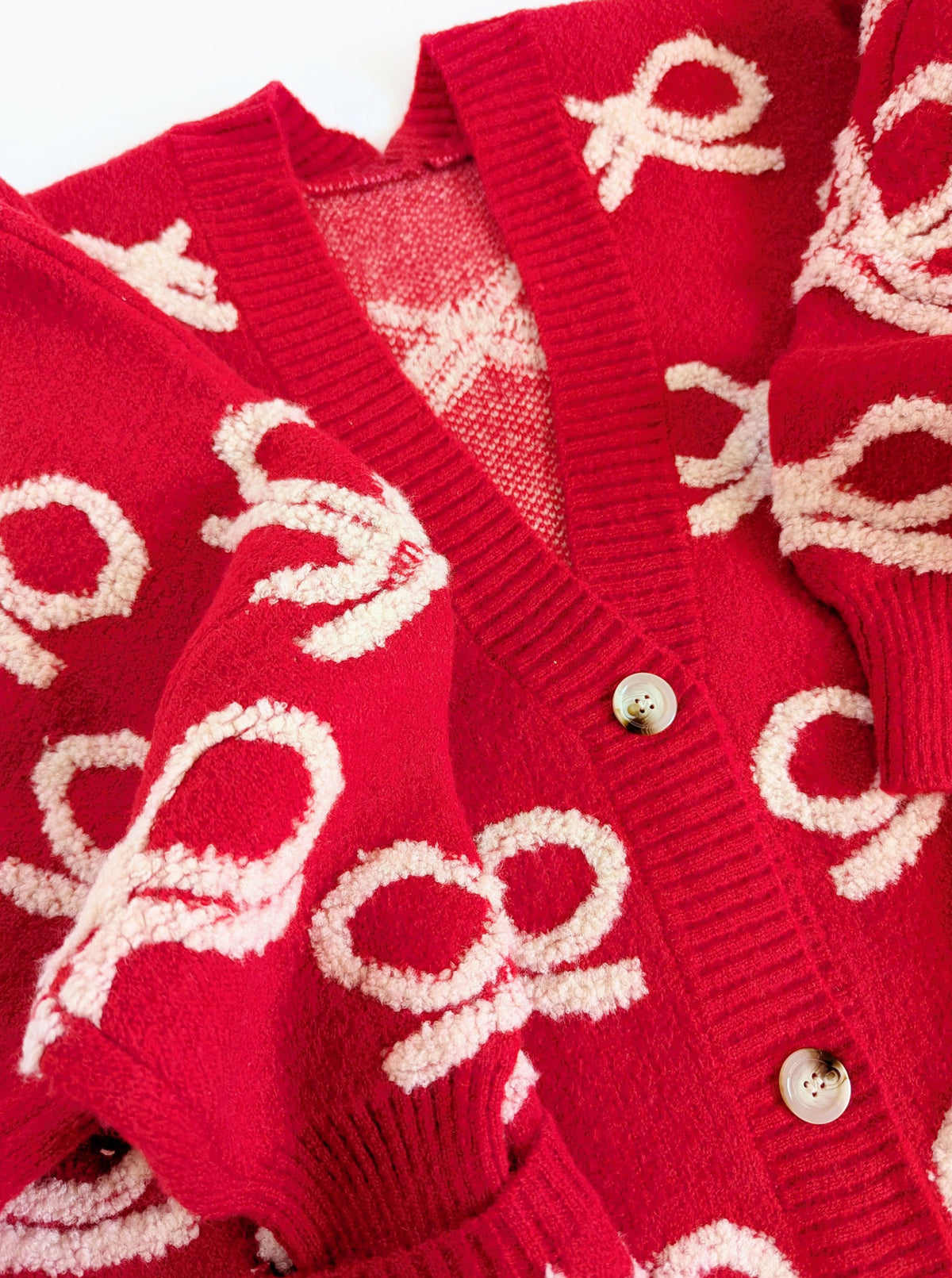 Oversized Bow Cardigan | Red