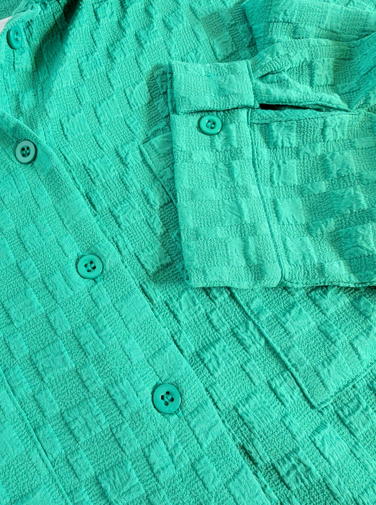 Jacquard Button Down Top | Green