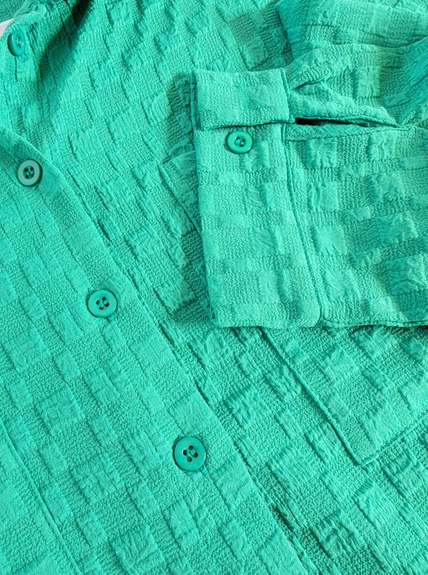 Jacquard Button Down Top | Green
