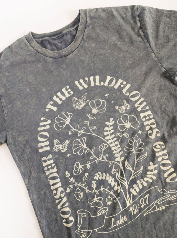 Consider How the Wildflowers Grow Graphic Tee | Mineral Grey