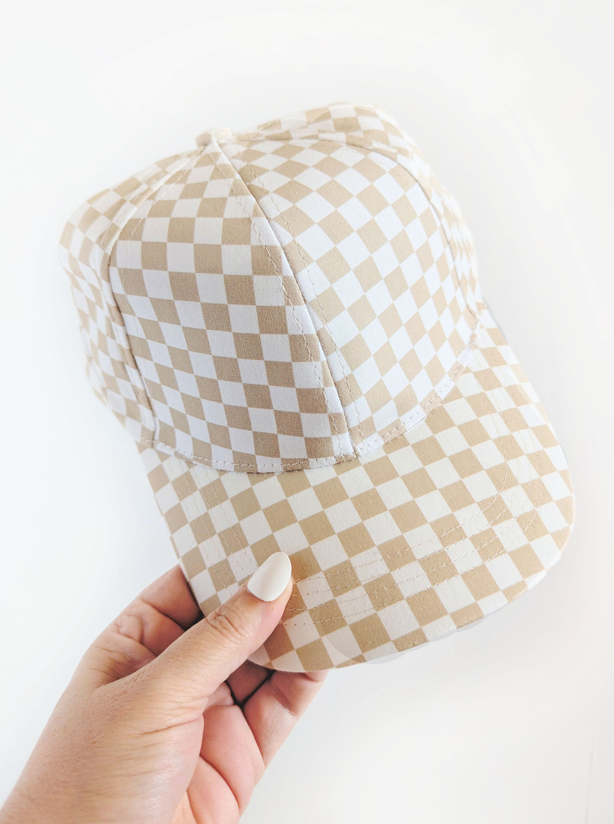 Checkerboard Cap | Beige & White