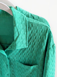 Jacquard Button Down Top | Green