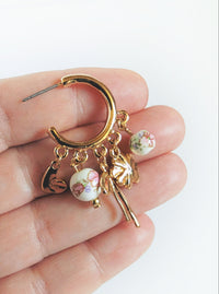 Hoop Charm Earrings | Blue & Pink