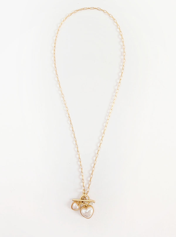 Heart Pearl Toggle Necklace