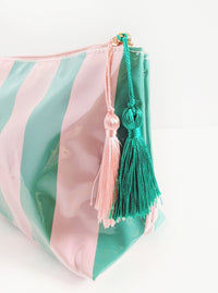 Striped Cosmetic Bag | Pink & Green