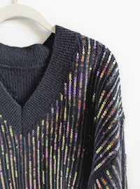 Midnight Sequin Sweater | Black