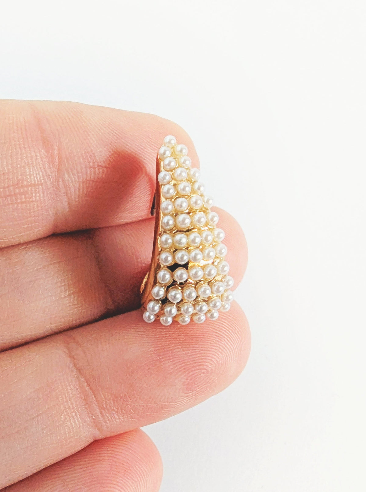 Pearl Studded Huggies | Gold