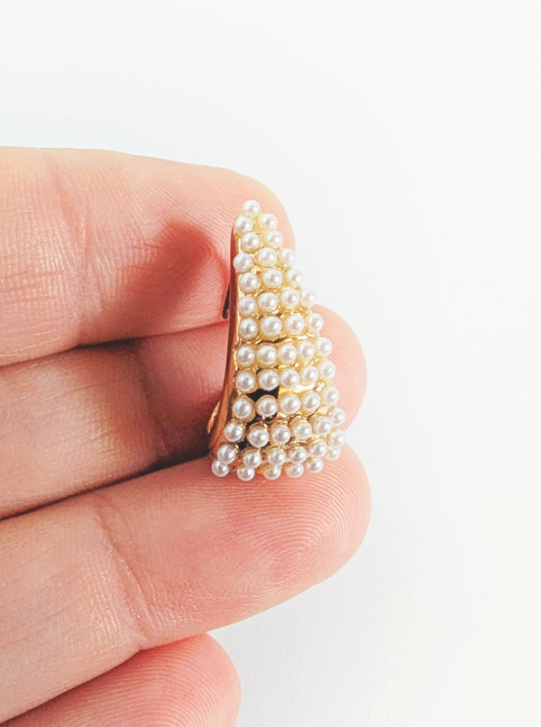 Pearl Studded Huggies | Gold