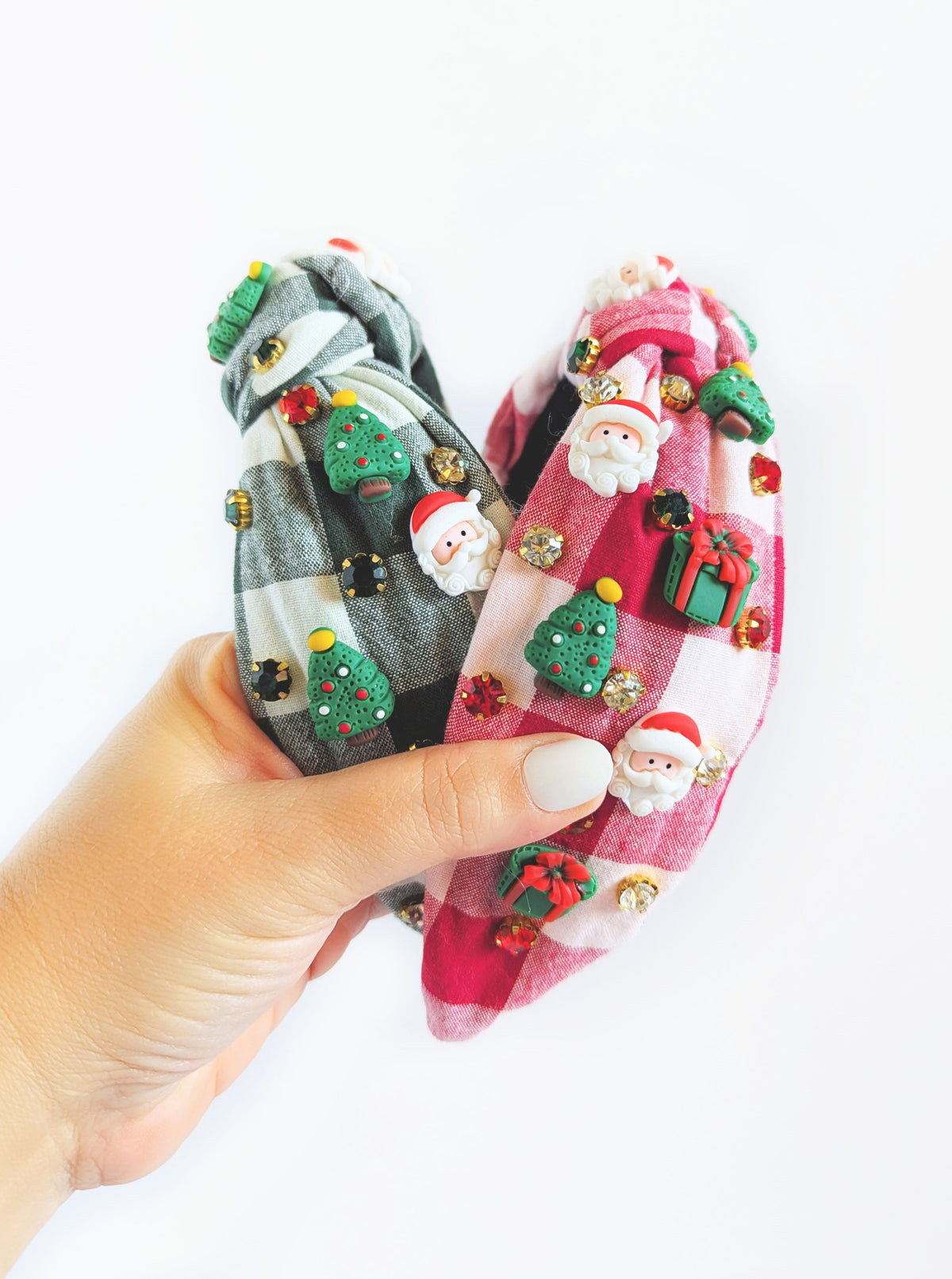 Plaid Embellished Headband | Red & Green